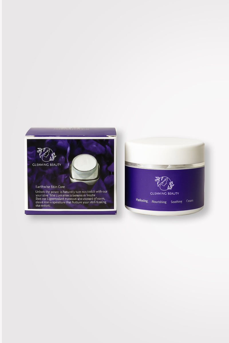 Gleaming Beauty Premium Skin Cream 50 g jar with purple box, brightening and hydrating face cream for fair glow in Pakistan.
